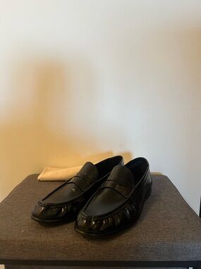 Zara Black Leather Penny Loafers for Men